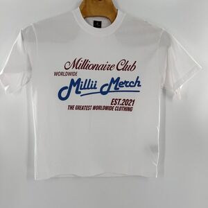 Millii Merch Millionaire Club Worldwide Graphic T-Shirt White Mens Small Cotton